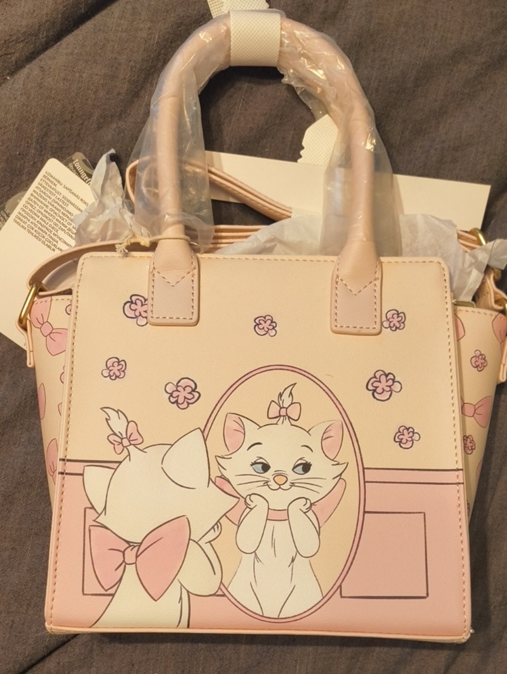 Pink Cartoon Cat Top-Handle Tote Bag